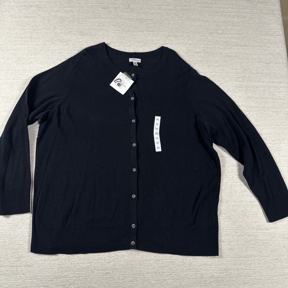 NWT Plus Size 3X Black Cardigan Old Money Preppy Quiet Luxury Capsule Classic